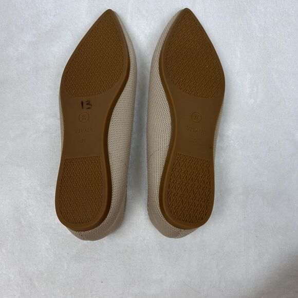 Vivaia Shoes Womens Size 39 Beige Knit Pointed Toe Flats Slip On Comfort Ballet - Picture 7 of 7